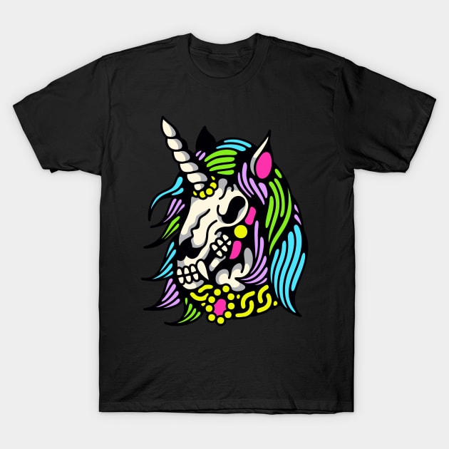 Skeleton horse rainbow T-Shirt by Bojes Art